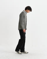 wax london men's Whiting - Black And Ecru Dizzy Weave Overshirt