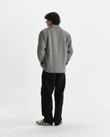 wax london men's Whiting - Black And Ecru Dizzy Weave Overshirt