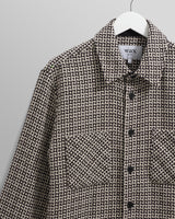 wax london men's Whiting - Black And Ecru Dizzy Weave Overshirt