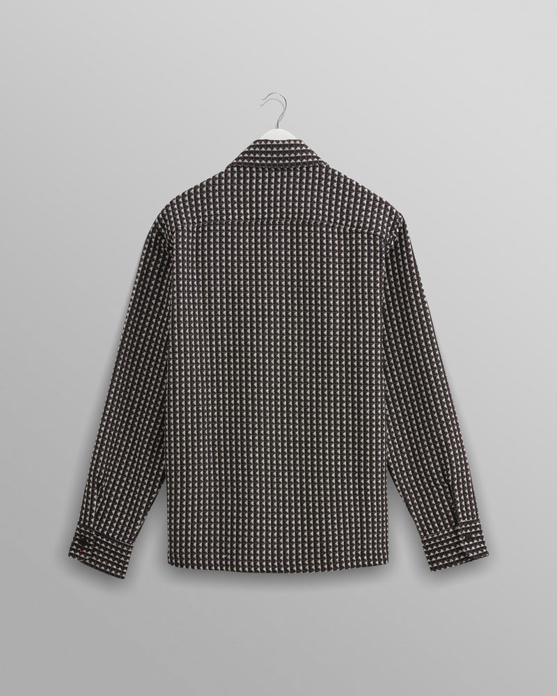 wax london Whiting - Black And Ecru Frome Overshirt