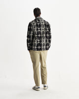 wax london men's Whiting - Black And Ecru Glitch Check Overshirt