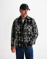 wax london men's Whiting - Black And Ecru Glitch Check Overshirt