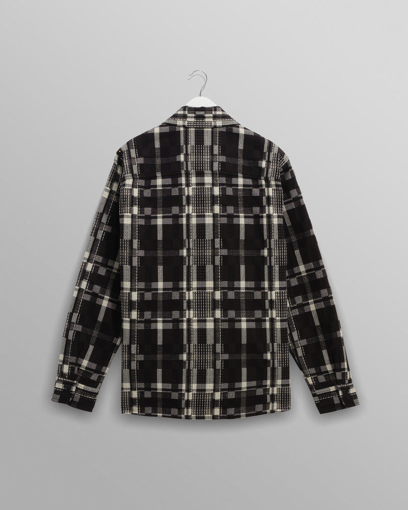 Men's Black And Ecru Glitch Check Overshirt | Wax London