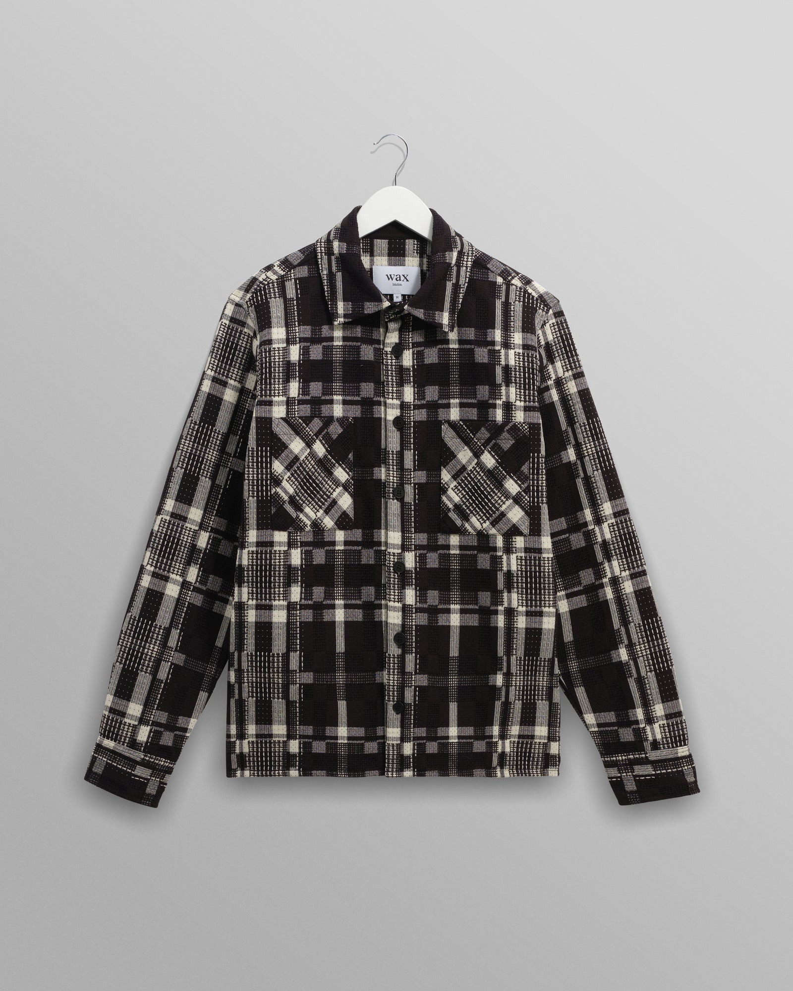 ovy Ombre Check Shirt Jacket white×black whiting-black-and-ecru-glitch-