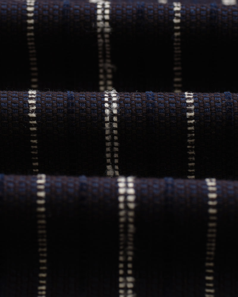 wax london men's Whiting - Black And Ecru Radical Stripe Overshirt