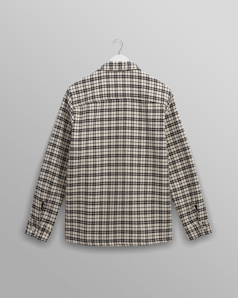 wax london Whiting - Black And Ecru Yard Check Overshirt