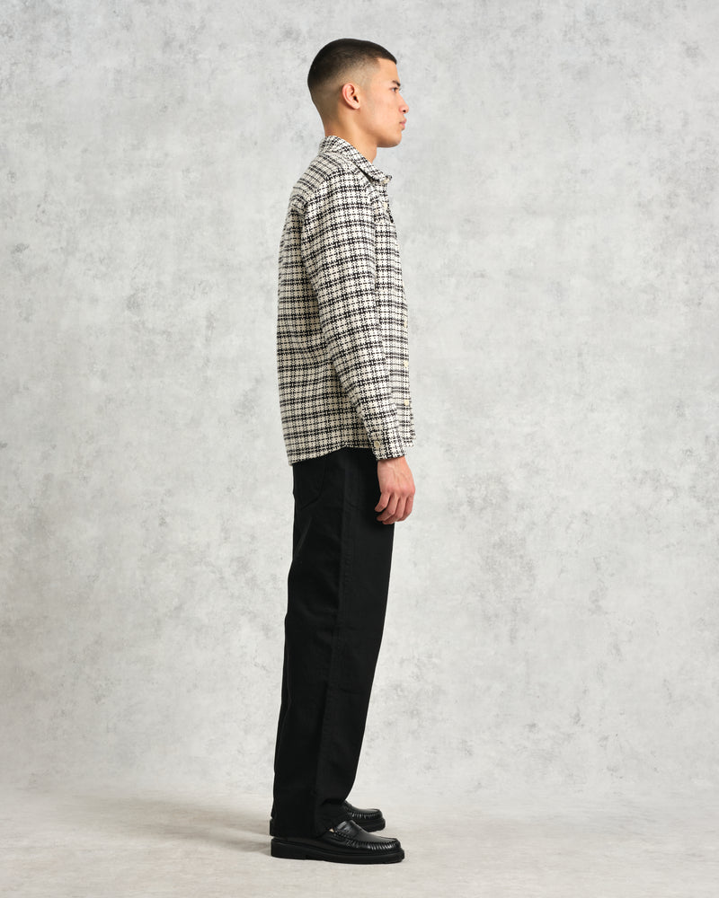 wax london Whiting - Black And Ecru Yard Check Overshirt