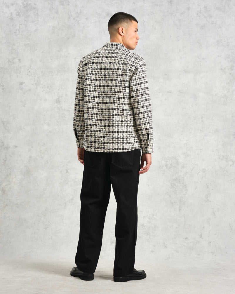 wax london Whiting - Black And Ecru Yard Check Overshirt