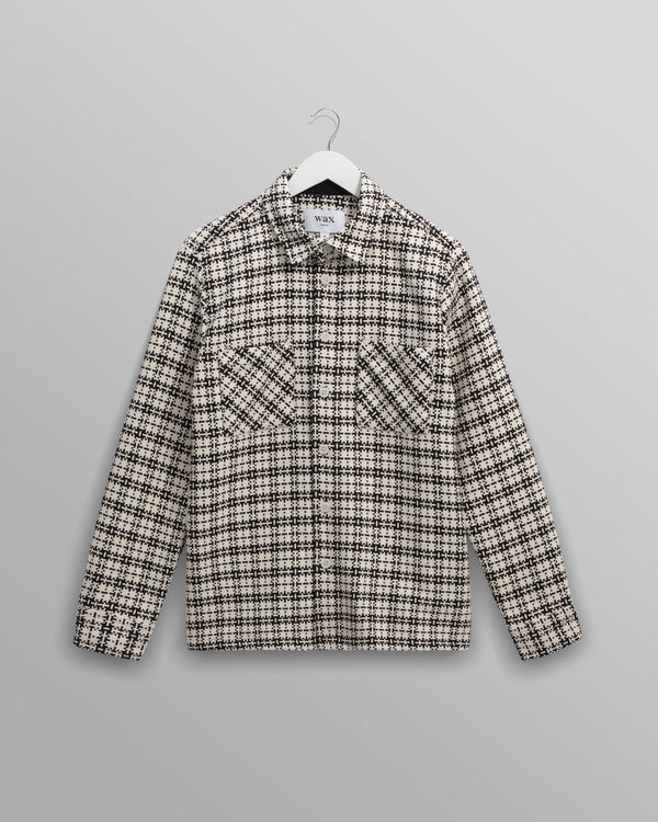 wax london Whiting - Black And Ecru Yard Check Overshirt