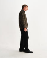 wax london men's Whiting - Black And Khaki Dizzy Weave Overshirt