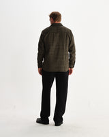 wax london men's Whiting - Black And Khaki Dizzy Weave Overshirt