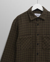 wax london men's Whiting - Black And Khaki Dizzy Weave Overshirt