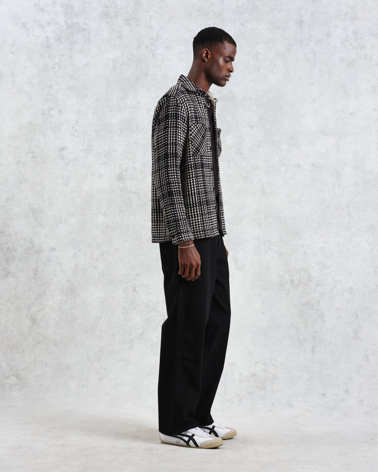 WAX LONDON WHオーバーシャツ ツインウィーブ(BLACK) Men's Black Twin Weave Overshirt | Wax London