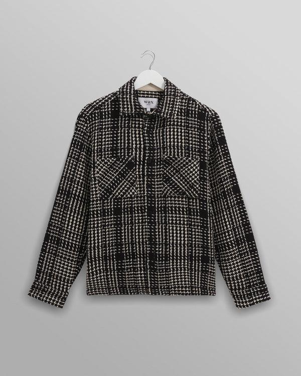 wax london Whiting - Black Twin Weave Overshirt