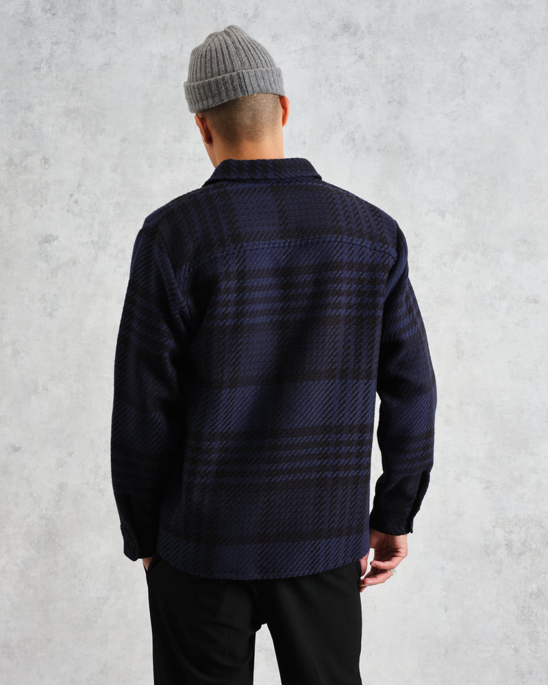 wax london Whiting - Blue And Black Lake Check Overshirt