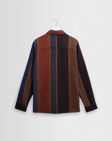 wax london men's Whiting - Blue And Brown Walter Stripe Overshirt