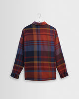 wax london men's Whiting - Blue And Burgundy Bold Check Overshirt