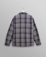 wax london men's Whiting - Blue And Ecru Basket Weave Overshirt