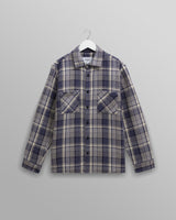wax london men's Whiting - Blue And Ecru Basket Weave Overshirt