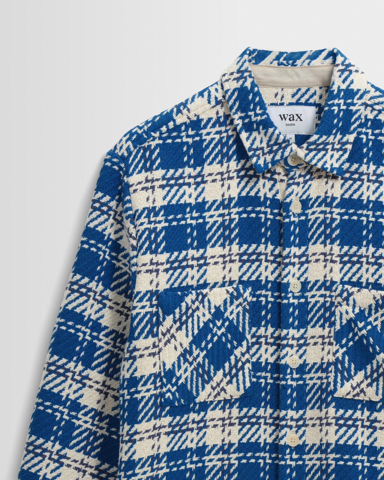 Men's Blue And Ecru Oran Check Overshirt | Wax London