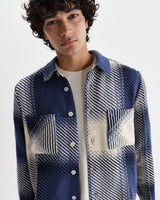 wax london men's Whiting - Blue And Ecru Shadow Check Overshirt
