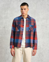 wax london Whiting - Blue And Red Lake Check Overshirt