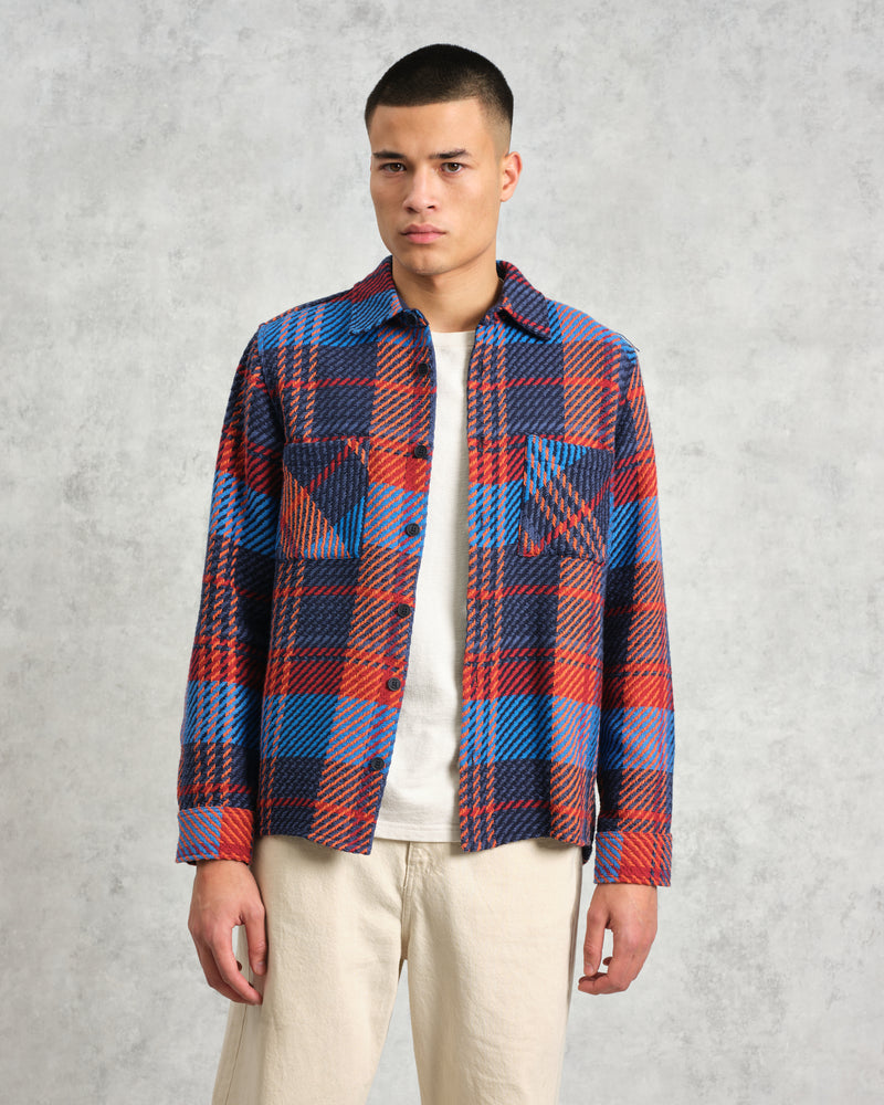 wax london Whiting - Blue And Red Lake Check Overshirt