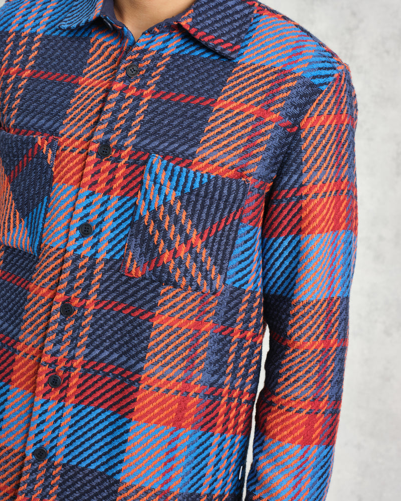 wax london Whiting - Blue And Red Lake Check Overshirt