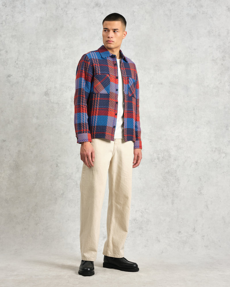 wax london Whiting - Blue And Red Lake Check Overshirt