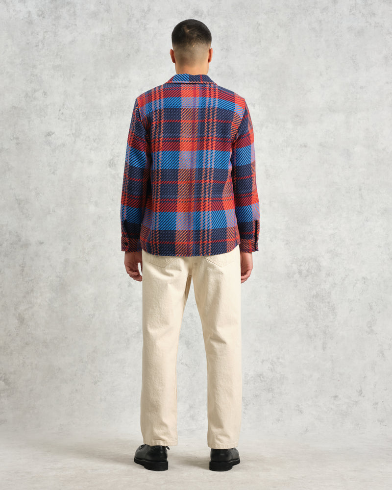 wax london Whiting - Blue And Red Lake Check Overshirt