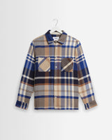 wax london men's Whiting - Blue And Tan Bold Check Overshirt