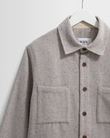 wax london men's Whiting - Blue Fleck Wool Overshirt