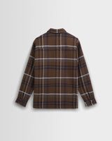 wax london men's Whiting - Brown And Blue Moon Check Overshirt
