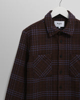 wax london men's Whiting - Brown And Blue Skate Check Overshirt