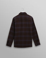 wax london men's Whiting - Brown And Blue Skate Check Overshirt