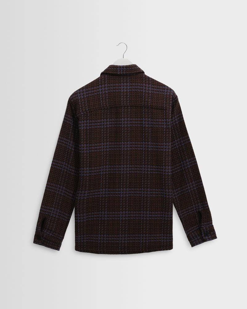 Men's Brown And Blue Skate Check Overshirt | Wax London