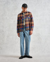 wax london Whiting - Burgundy And Blue Pike Check Overshirt