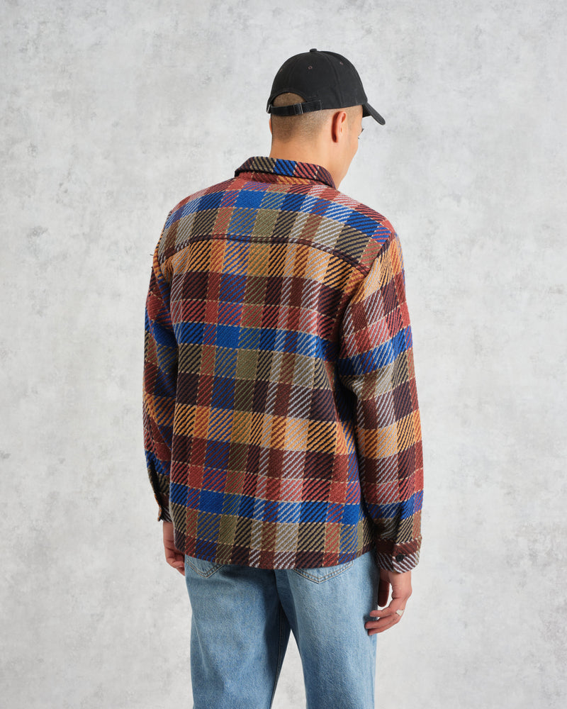 wax london Whiting - Burgundy And Blue Pike Check Overshirt