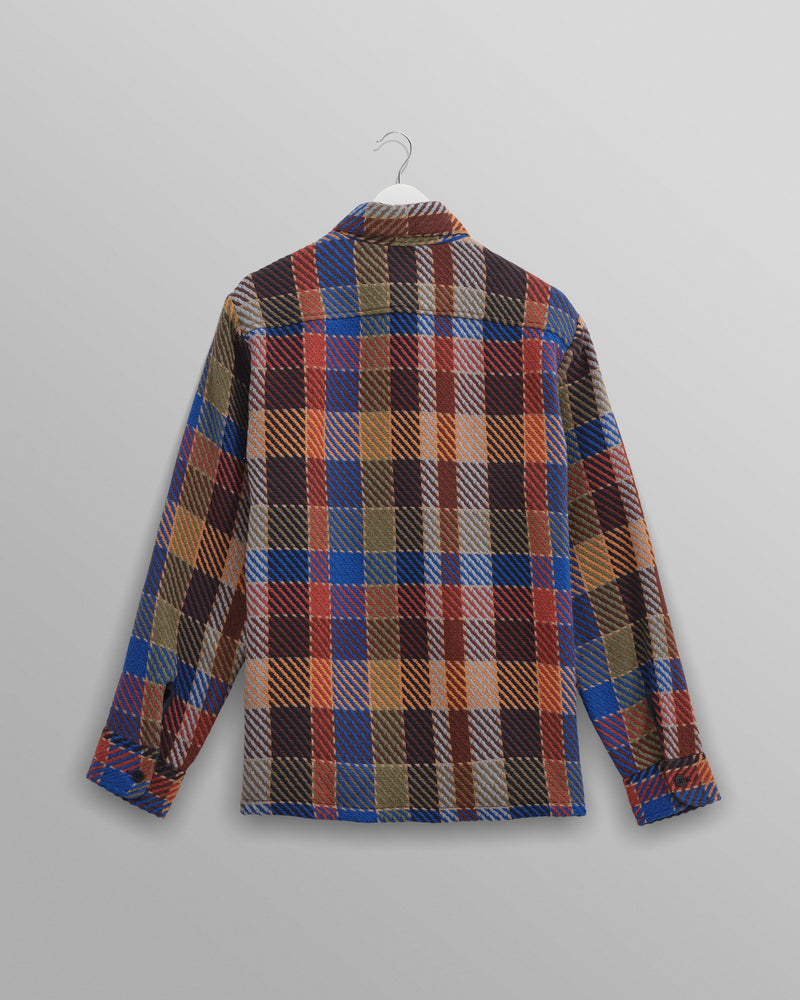 wax london Whiting - Burgundy And Blue Pike Check Overshirt