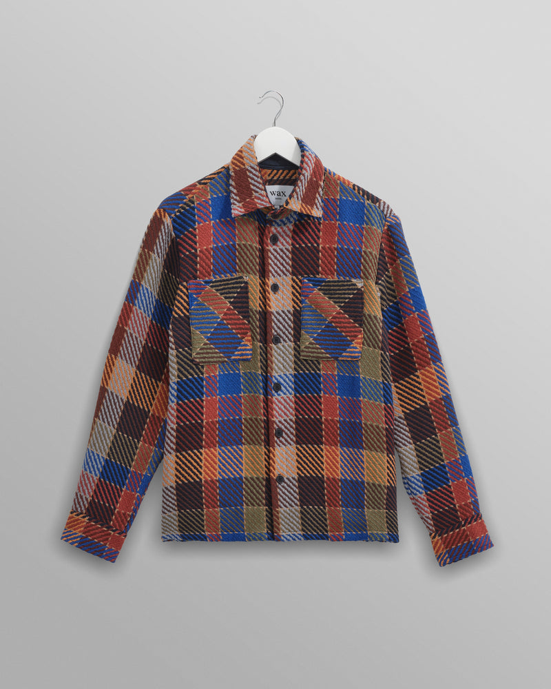 wax london Whiting - Burgundy And Blue Pike Check Overshirt