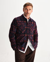 wax london men's Whiting - Burgundy And Multicolour Glitch Check Overshirt