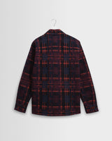 wax london men's Whiting - Burgundy And Multicolour Glitch Check Overshirt