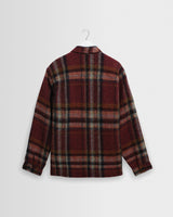 wax london men's Whiting - Burgundy And Multicolour Lex Wool Blend Check Overshirt