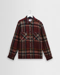 Whiting - Burgundy And Multicolour Lex Wool Blend Check Overshirt