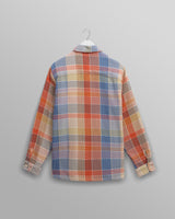 wax london Whiting - Coral And Pale Blue Pike Check Overshirt