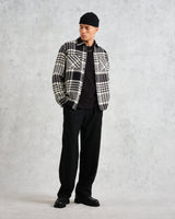 wax london Whiting - Ecru And Black Lake Check Overshirt