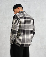 wax london Whiting - Ecru And Black Lake Check Overshirt