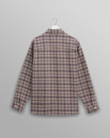 wax london Whiting - Ecru And Blue Basket Check Overshirt