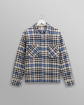 Whiting - Ecru And Blue Strand Check Overshirt