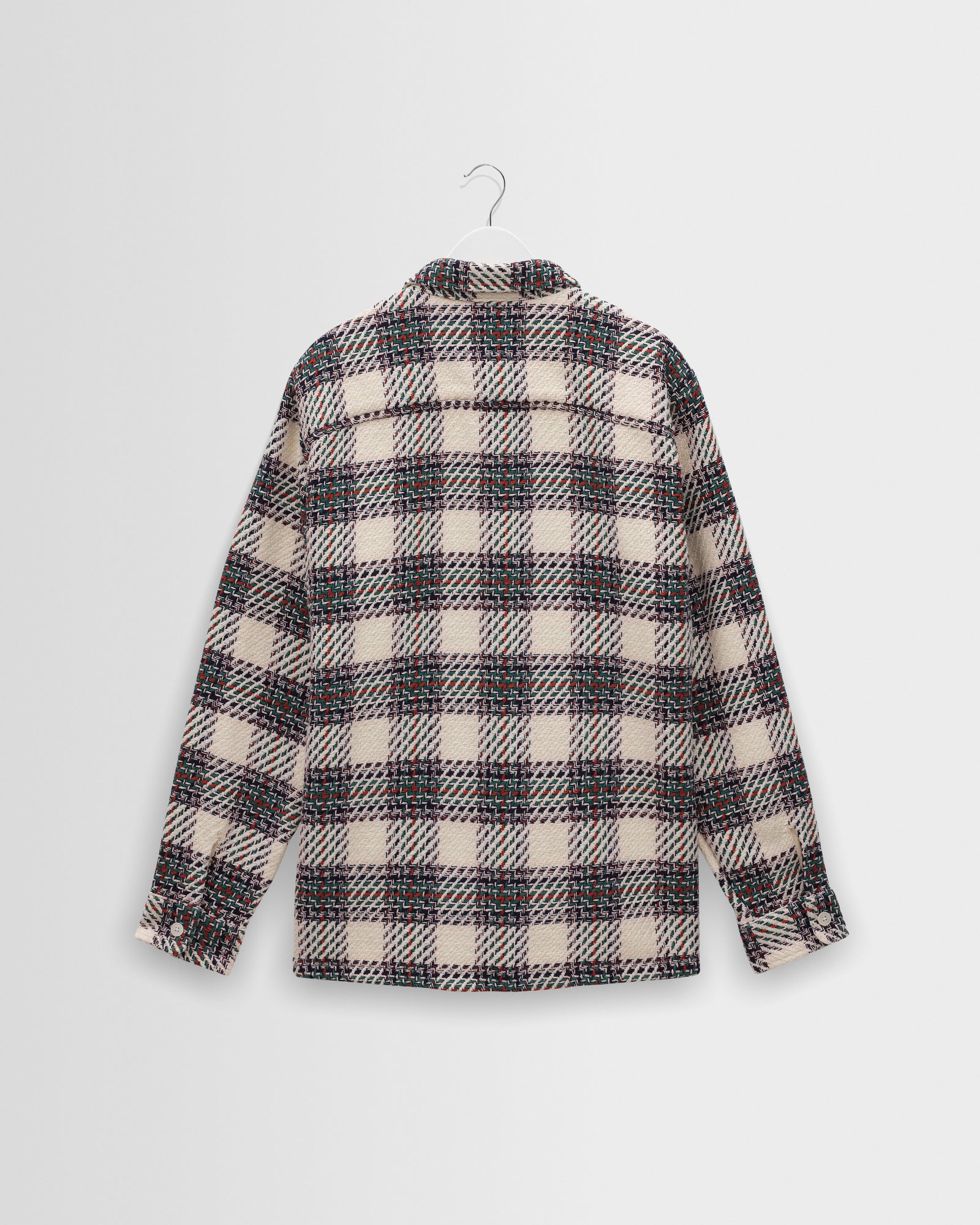 Men's Ecru And Green Hutton Check Overshirt | Wax London